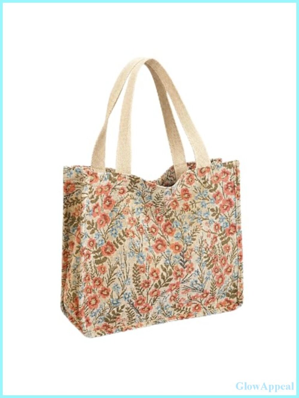 Floral Canvas Tote Bag for Women Heavy Duty Reusable Shoulder Handbag Work